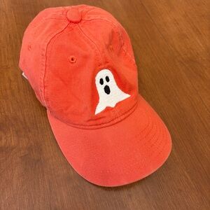 Harding Lane Kids Orange Needlepoint Spooky Ghost Baseball Cap
